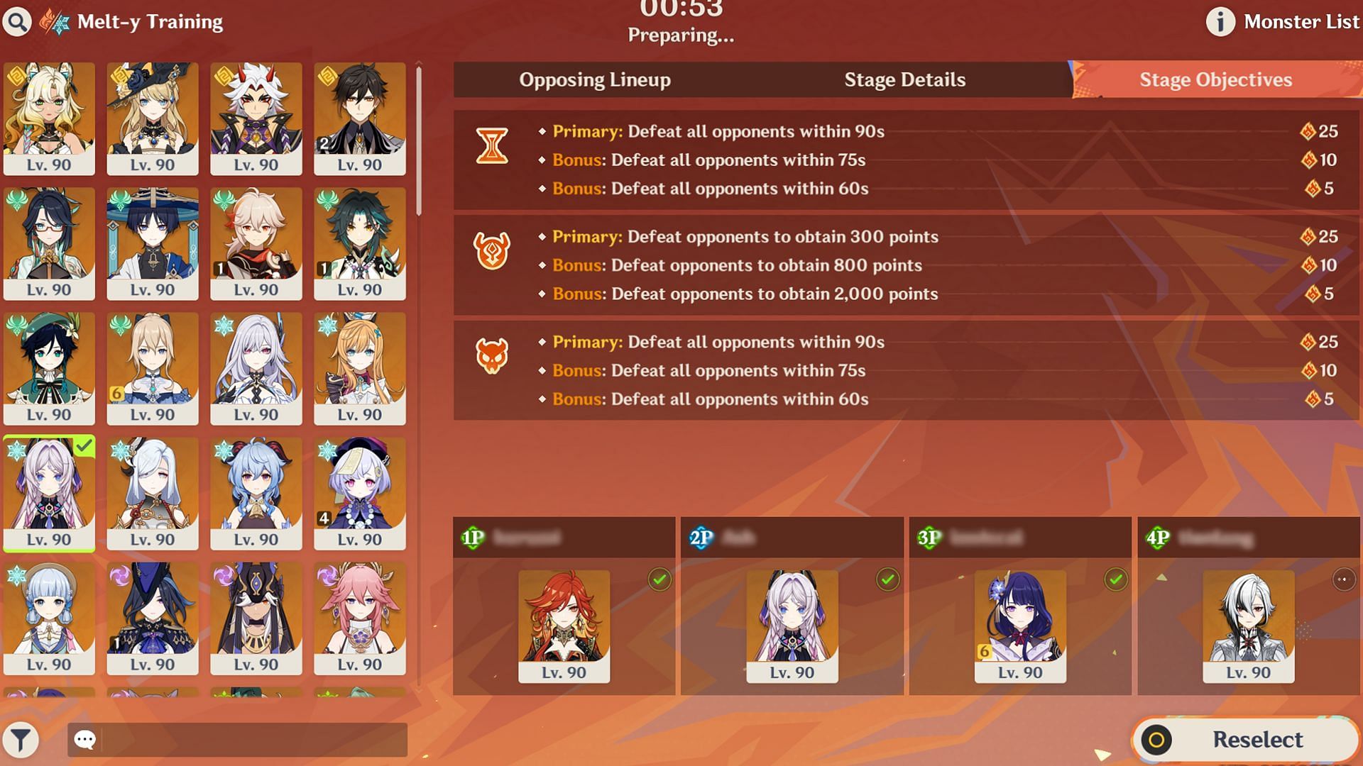 Each player will need to select a character to form a team (Image via Sportskeeda Gaming/HoYoverse)